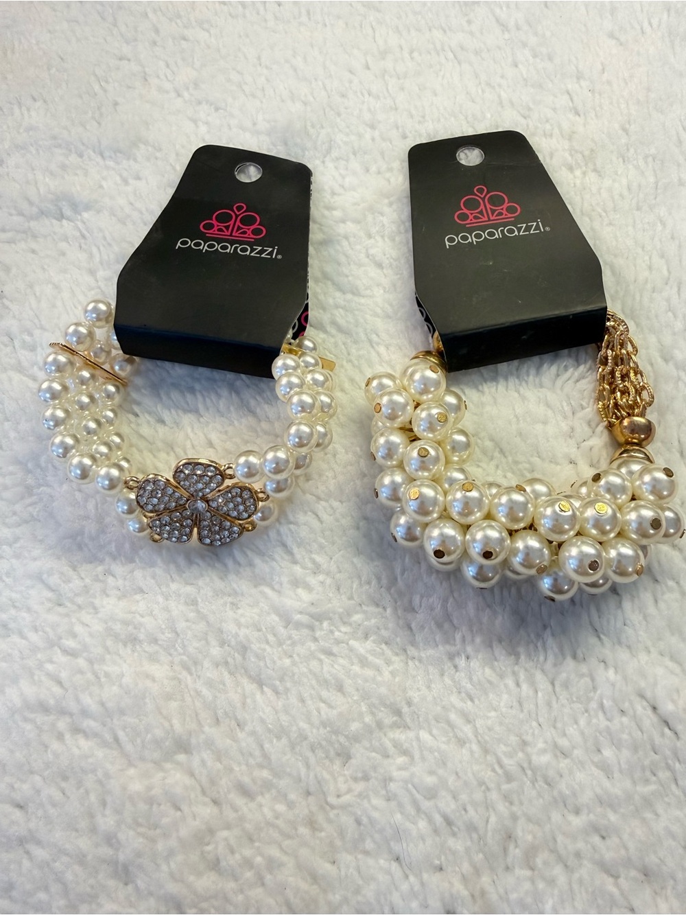 2 Paparazzi Pearl Bracelets - Cream Pearls with Gold Accents - NWT